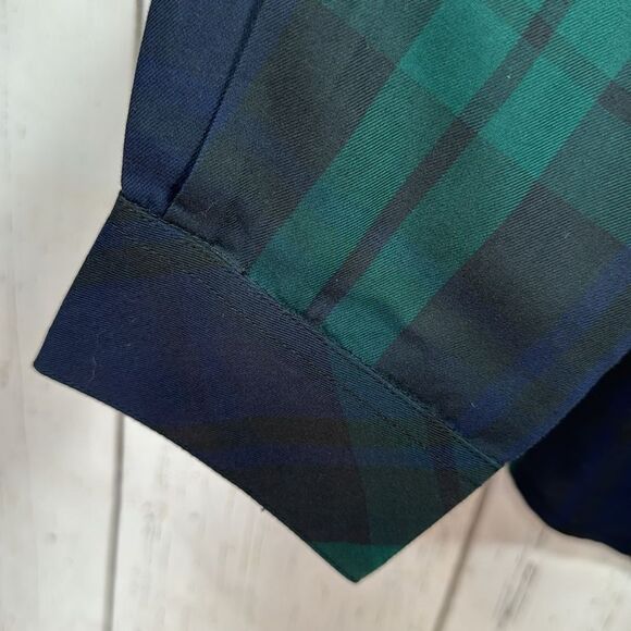 Orvis Womens Plaid Button Down Shirt with Beaded Trim Green Navy Preppy Classic - Picture 10 of 16